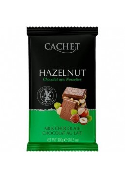 Шоколад молочний з мигдалем Cachet Hazelnut з лісовим горіхом, 300 г